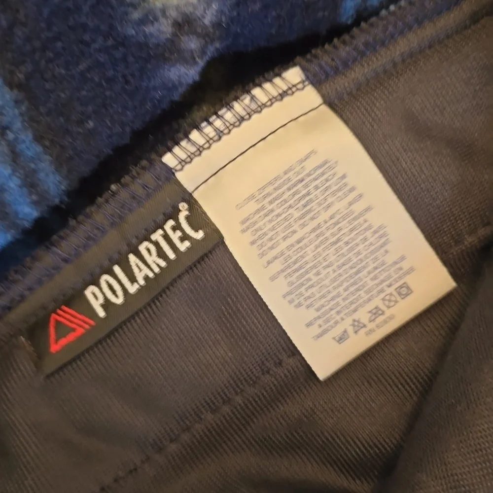 Lands' End Men's Pull over 1/4 Zip Polartech Sweater Print Blue Green Size Large - Picture 14 of 16